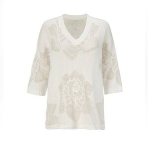 Cabi Oversized Elegant Lotus Floral Knit Sweater